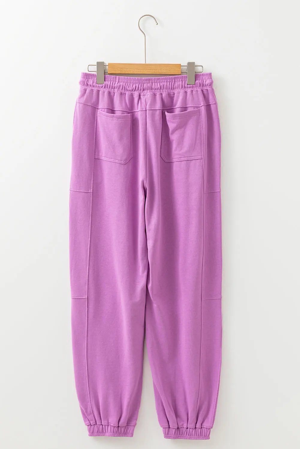 Lilac Drawstring Elastic Waistband Solid Color Jogger Pants Dear-Lover Dropshipping