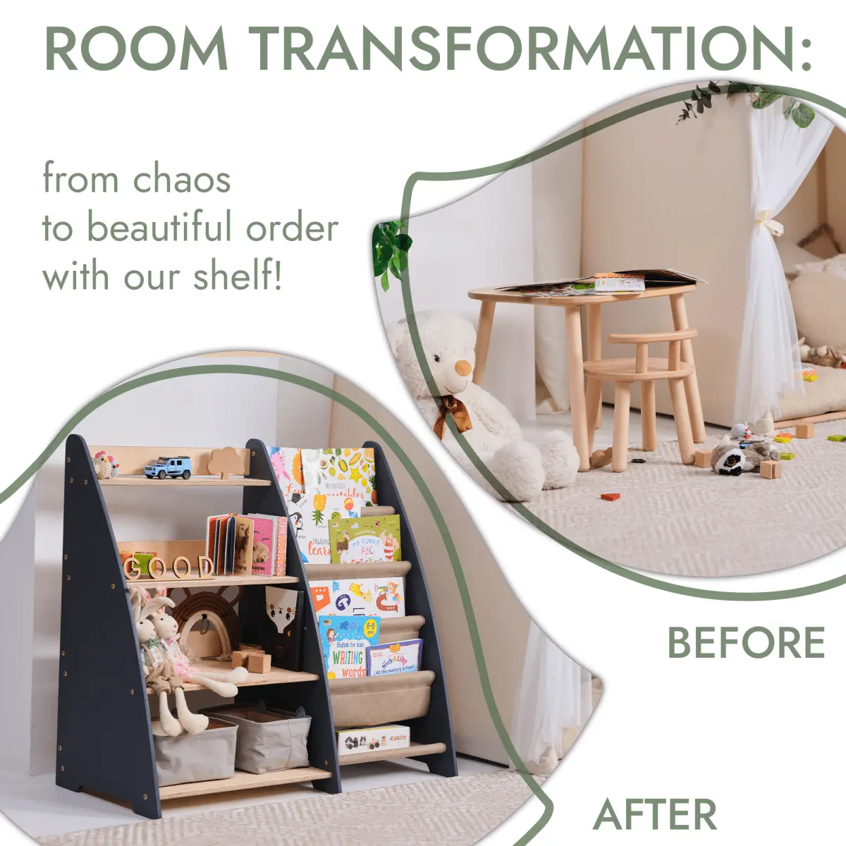 2in1 Montessori Shelf for Books and Toys Goodevas