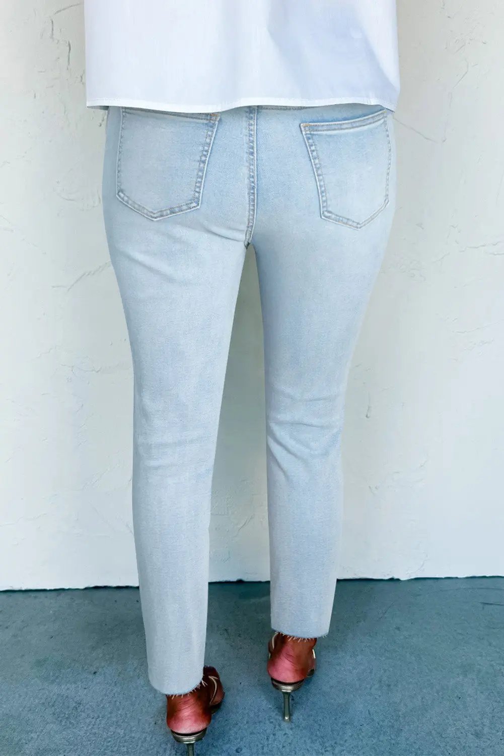 Beau Blue Mid Rise Ankle-Length Distressed Skinny Jeans Dear-Lover Dropshipping