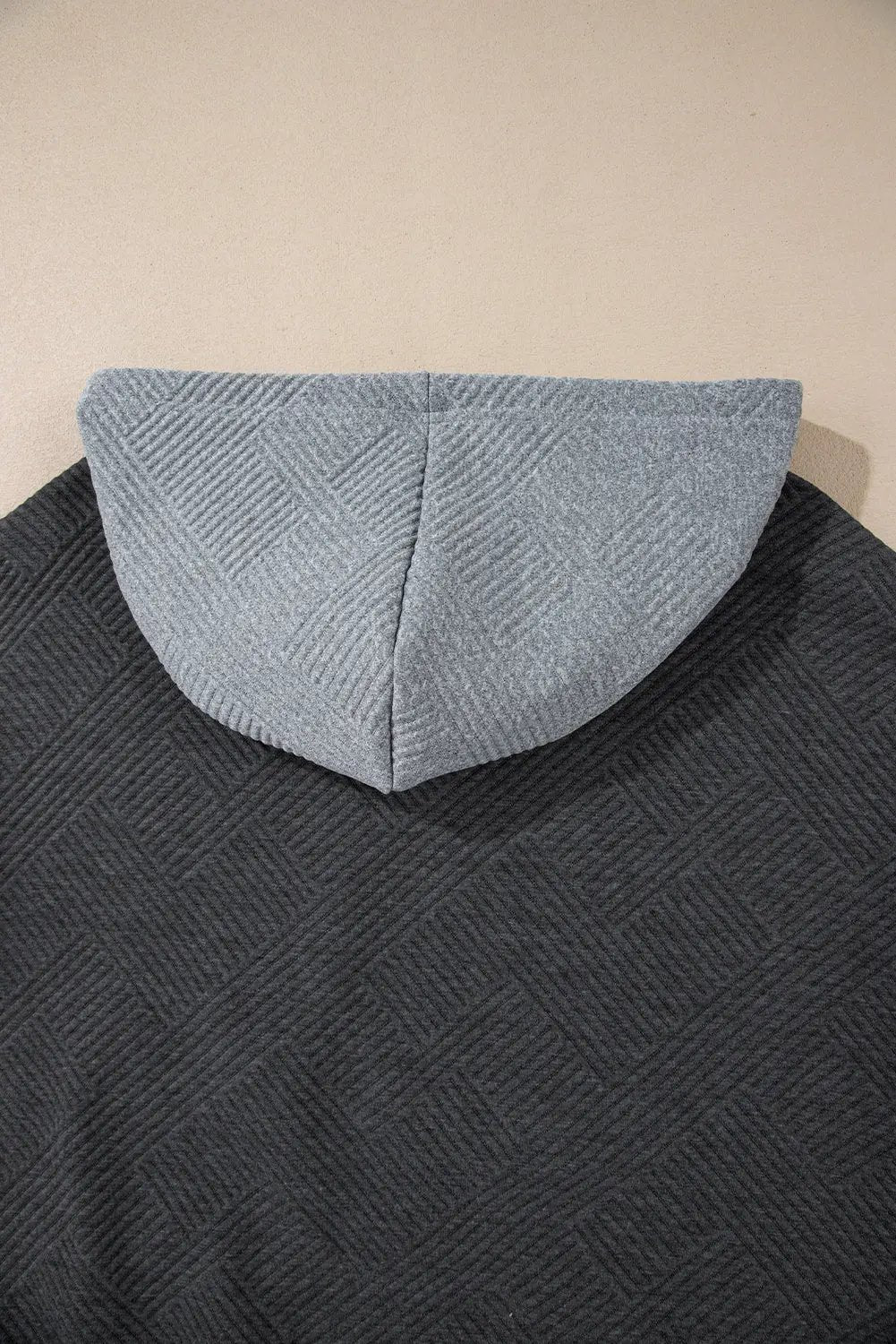 Gray Textured Color Block Kangaroo Pocket Drop Shoulder Hoodie Dear-Lover Dropshipping