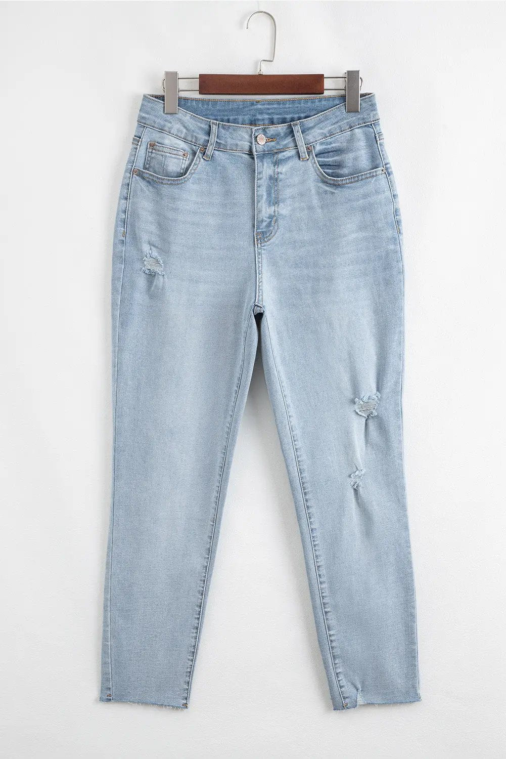 Beau Blue Mid Rise Ankle-Length Distressed Skinny Jeans Dear-Lover Dropshipping