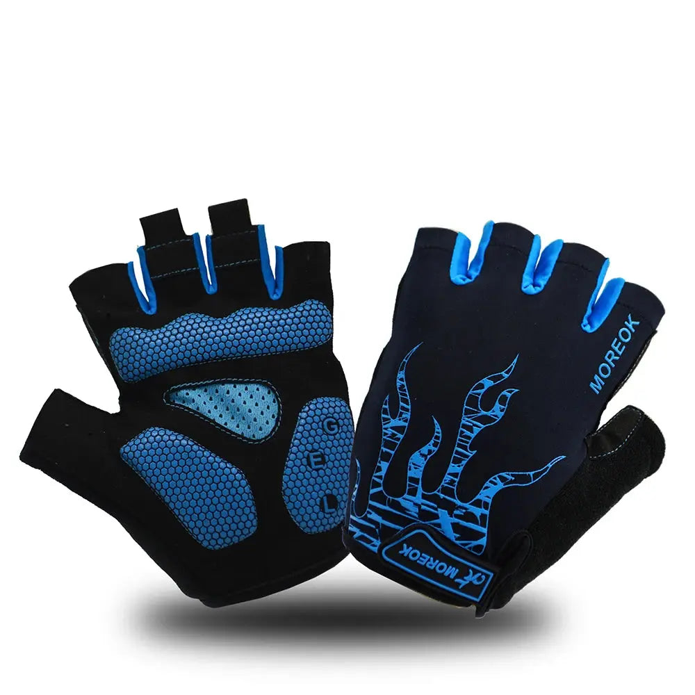 MOREOK Bike Gloves Breathable 5mm Gel Pads MTB Mountain Road Bicycle Gloves Shock-absorbing Half Finger Cycling Gloves Men Women MOREOK Official Store