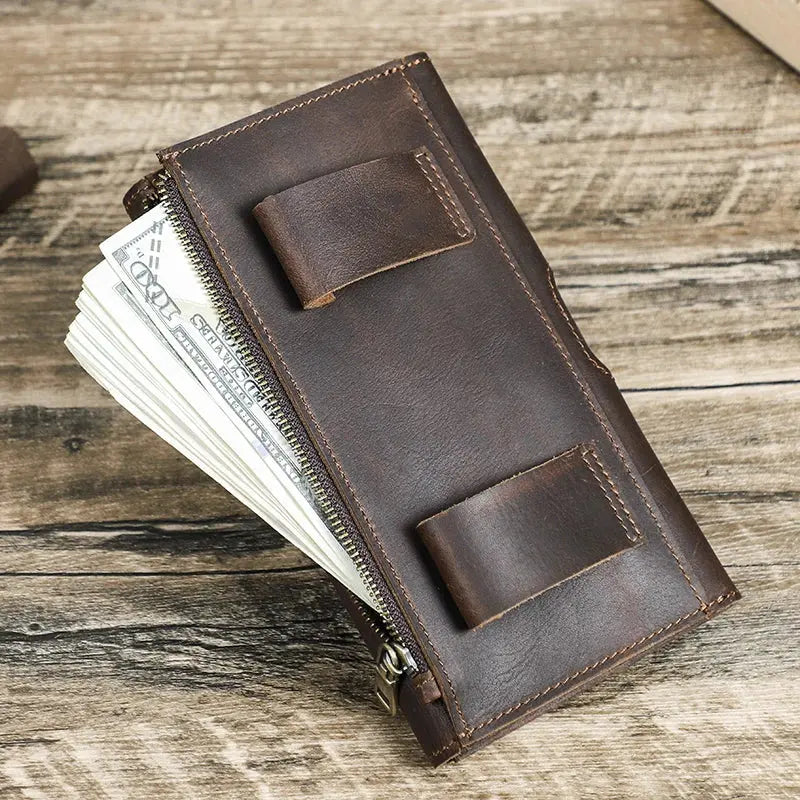 Cowhide Leather Waist Bag Phone Holder Casual  6.7'' Phone Waist Belt For iPhone Samsung Galaxy Zipper Pocket Cellphone Holster ContactS Engraving Store