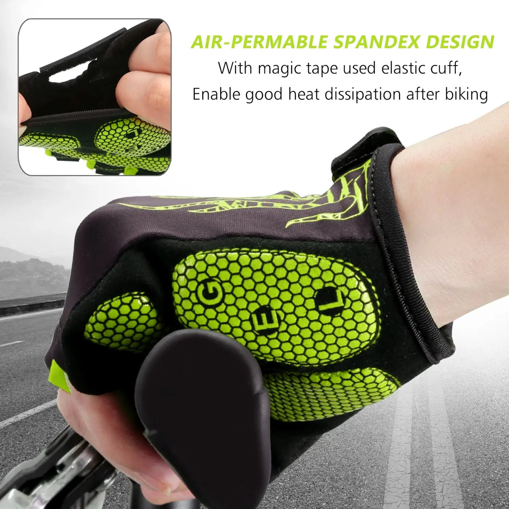 MOREOK Bike Gloves Breathable 5mm Gel Pads MTB Mountain Road Bicycle Gloves Shock-absorbing Half Finger Cycling Gloves Men Women MOREOK Official Store