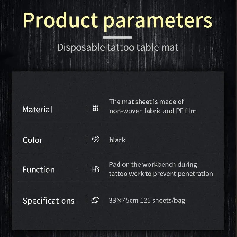 Black Disposable Tattoo Tablecloth Absorbent Tattoo Cloth Towel Cleaning Pad Medical Paper Beauty Tattoo Accessories JOANSPRING Tattoo Supply Store