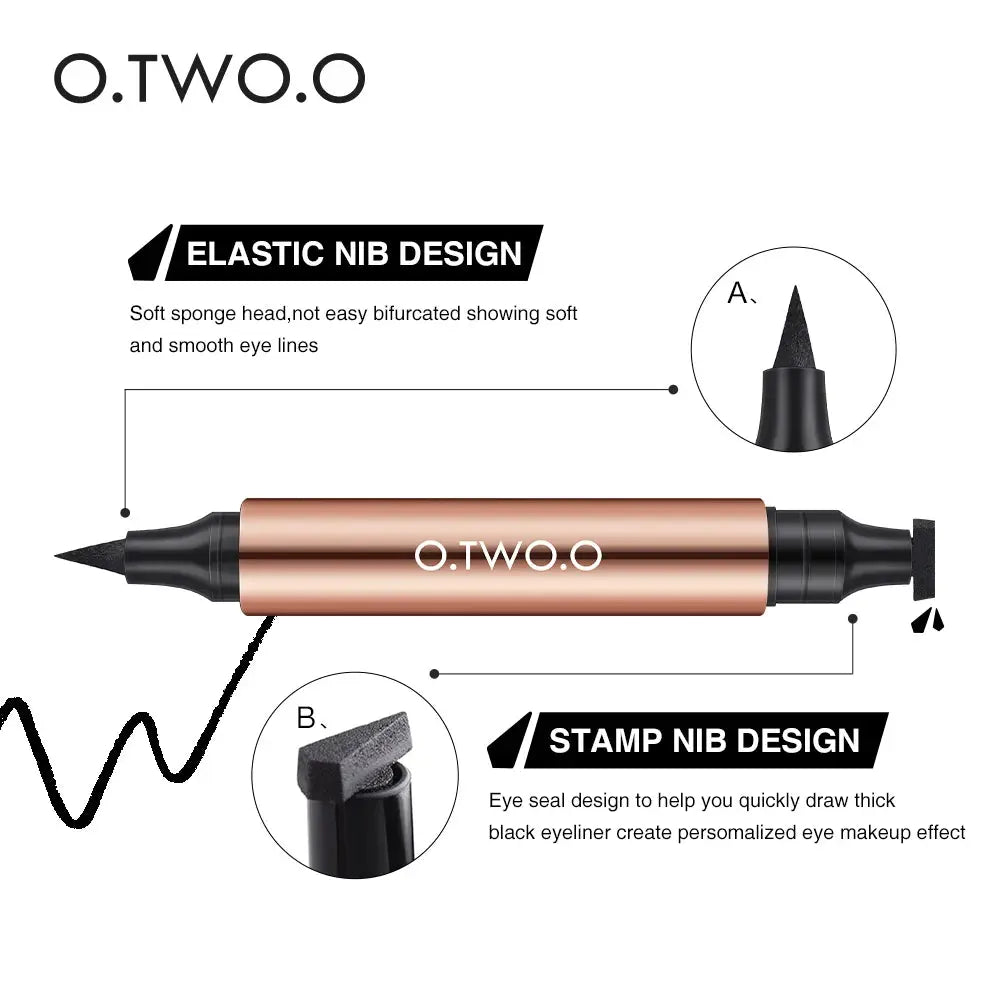 O.TWO.O Eyeliner Stamp Black Liquid Eyeliner Pen Waterproof Fast Dry Double-ended Eye Liner Pencil Make-up for Women Cosmetics O.TWO.O Official Store