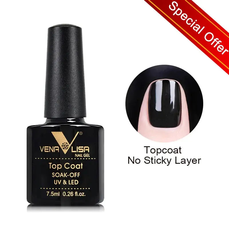 Hot Sell Venalisa Nail Art 7.5ml Tempered Top Coat Matt Top Primer Base Coat Color Gel Nail Polish UV Gel Soak Off Manicure VENALISA & CANNI Official Store