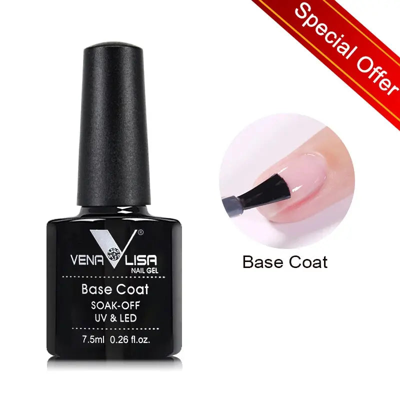 Hot Sell Venalisa Nail Art 7.5ml Tempered Top Coat Matt Top Primer Base Coat Color Gel Nail Polish UV Gel Soak Off Manicure VENALISA & CANNI Official Store