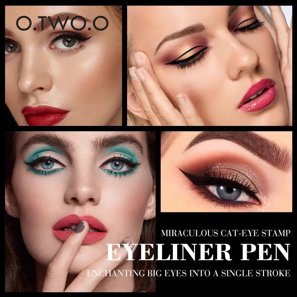 O.TWO.O Eyeliner Stamp Black Liquid Eyeliner Pen Waterproof Fast Dry Double-ended Eye Liner Pencil Make-up for Women Cosmetics O.TWO.O Official Store