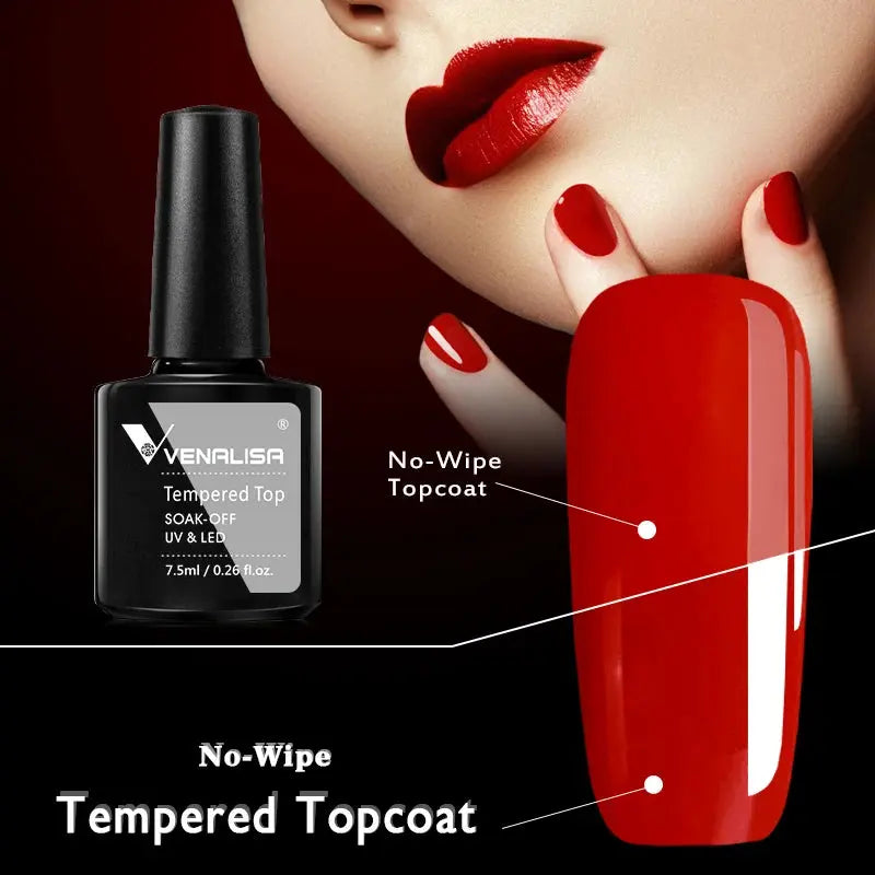 Hot Sell Venalisa Nail Art 7.5ml Tempered Top Coat Matt Top Primer Base Coat Color Gel Nail Polish UV Gel Soak Off Manicure VENALISA & CANNI Official Store