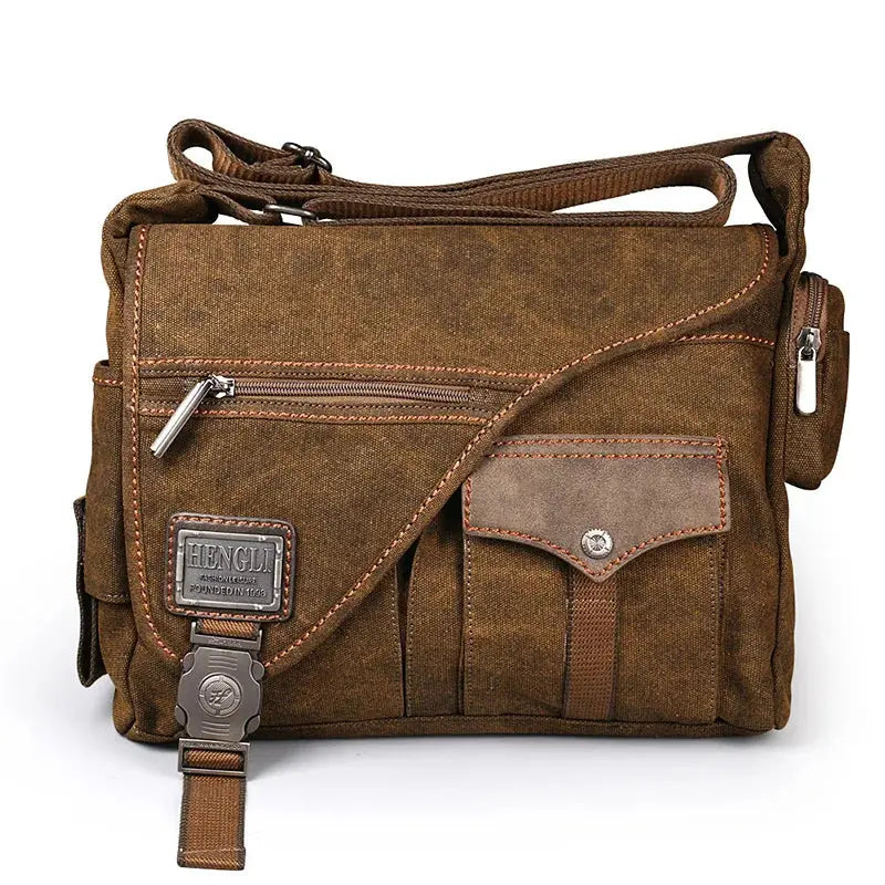 Ruil Men Canvas Multifunction Crossbody Bag Retro Handbags Travel Wear Resistance Shoulder Messenger Bags Leisure Package bolsa Ruil Official Store