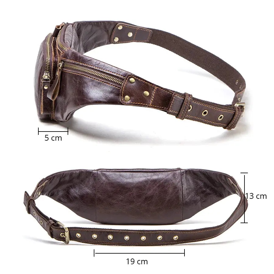 CONTACT'S Cow Leather Men Waist Bag New Casual Small Fanny Pack Male Waist Pack For Cell Phone And Credit Cards Travel Chest Bag ContactS Official Store