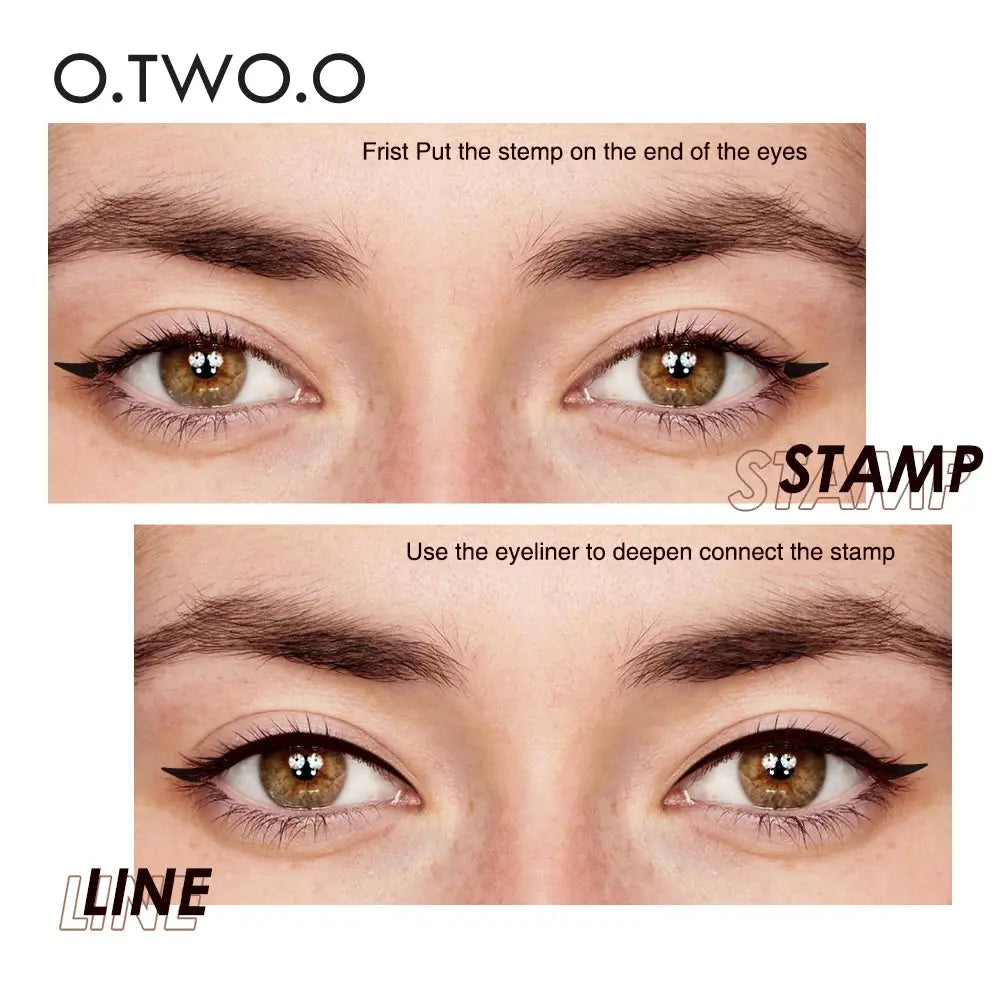 O.TWO.O Eyeliner Stamp Black Liquid Eyeliner Pen Waterproof Fast Dry Double-ended Eye Liner Pencil Make-up for Women Cosmetics O.TWO.O Official Store
