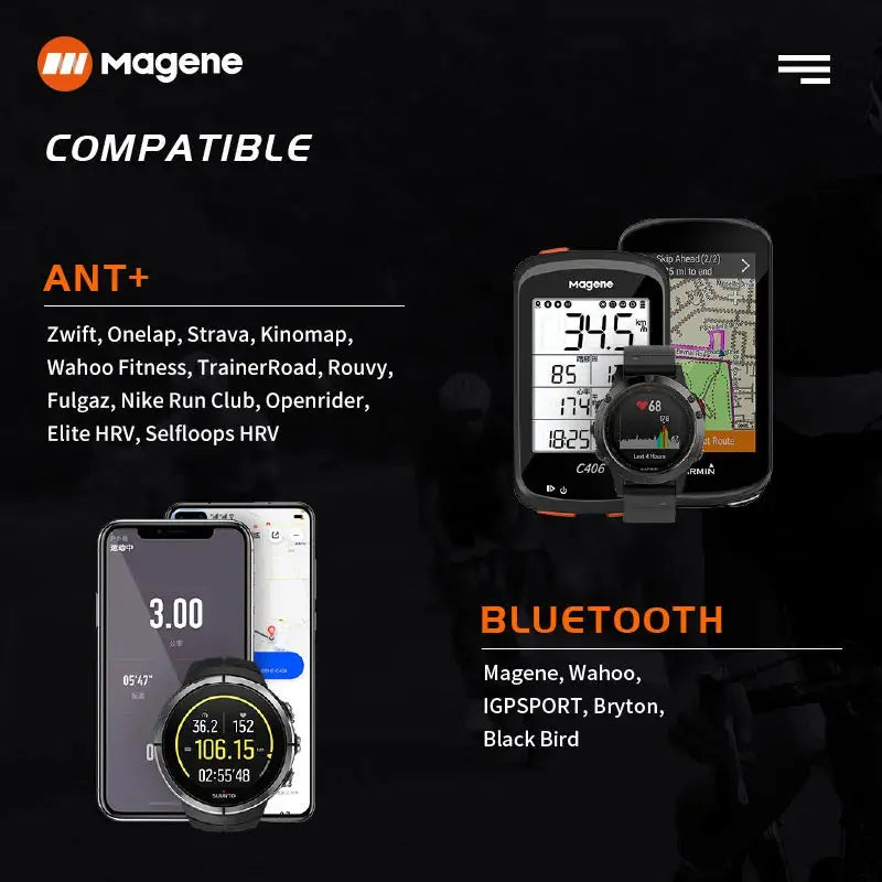 Magene Mover H64 Heart Rate Sensor Dual Mode ANT Bluetooth With Chest Strap Cycling Computer Bike forWahoo Garmin Sports Monitor Magene Fitness Store