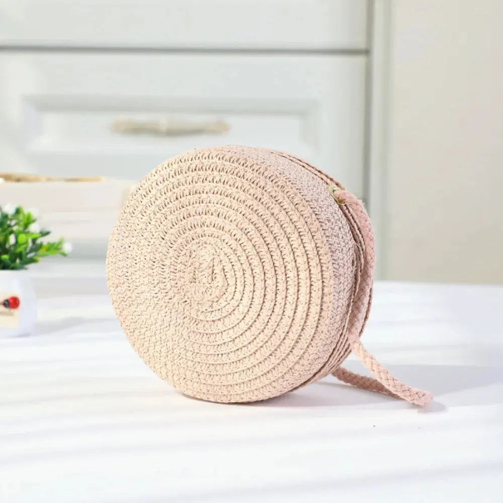 Children Straw Beach Bag Cute Heart Pattern Shoulder Bag Straw Crossbody Bag Handbag Baby Coin Purse Casual Messenger Bag Fashion Bags Store Store