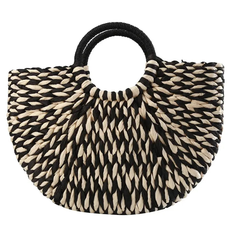 Simple All-Match Handbag Ladies 2024 New Handbags Women Round Bucket Straw Bag Korean Handmade Woven Basket Rattan Handbag Shop5836257 Store