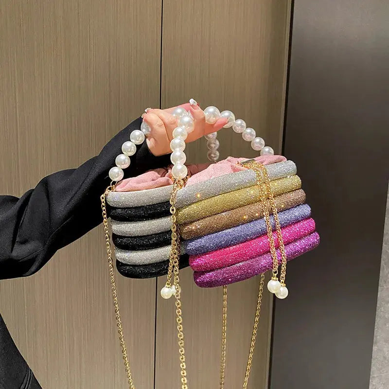 MOODS Luxury Evening Purses For Women Dazzling Pearl Beads Chain Crossbody Bag Dinner Party Clutch 2023 Luxury Designer Handbags The Moods Boutique Store