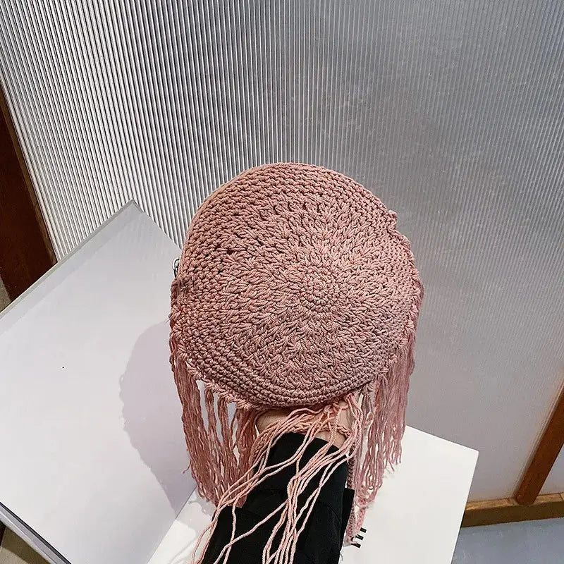 Handmade Cotton Woven Knitted Tassel Crossbody Bag Vintage Shoulder Messenger Bag Female Fashion Beach Summer Handbags 2023 bag Angel LOVE Bag Store