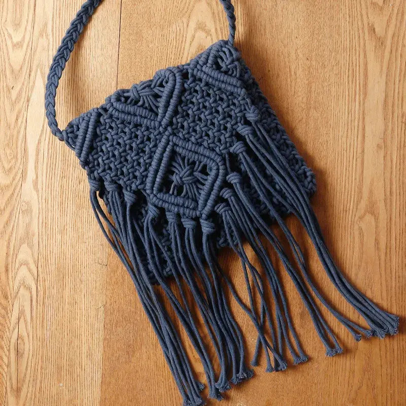 Handmade Cotton Woven Knitted Tassel Crossbody Bag Vintage Shoulder Messenger Bag Female Fashion Beach Summer Handbags 2023 bag Angel LOVE Bag Store