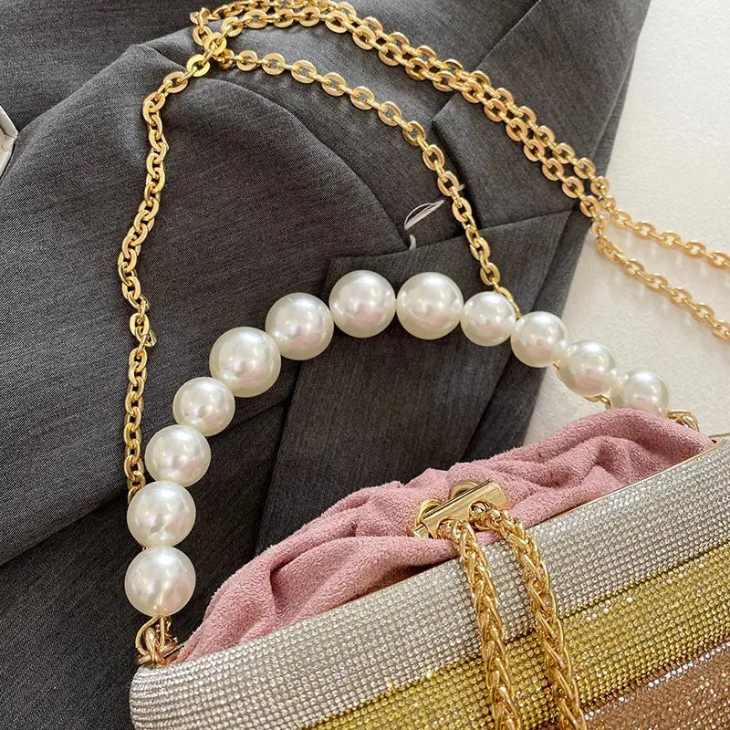 MOODS Luxury Evening Purses For Women Dazzling Pearl Beads Chain Crossbody Bag Dinner Party Clutch 2023 Luxury Designer Handbags The Moods Boutique Store