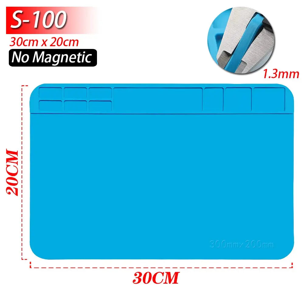 Soldering Station Mat Silicone Work Mat Heat Resistant 932°F Anti-Static Magnetic Mat for Electronic Phone Laptop Watch Repair Dikkamon Store