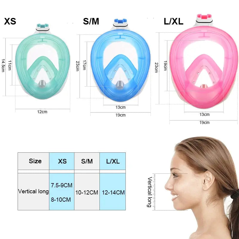 Underwater Scuba Anti Fog Full Face Diving Mask Snorkeling Respiratory Masks Safe Waterproof Swimming Equipment for Adult Kids XIAOTERR Store