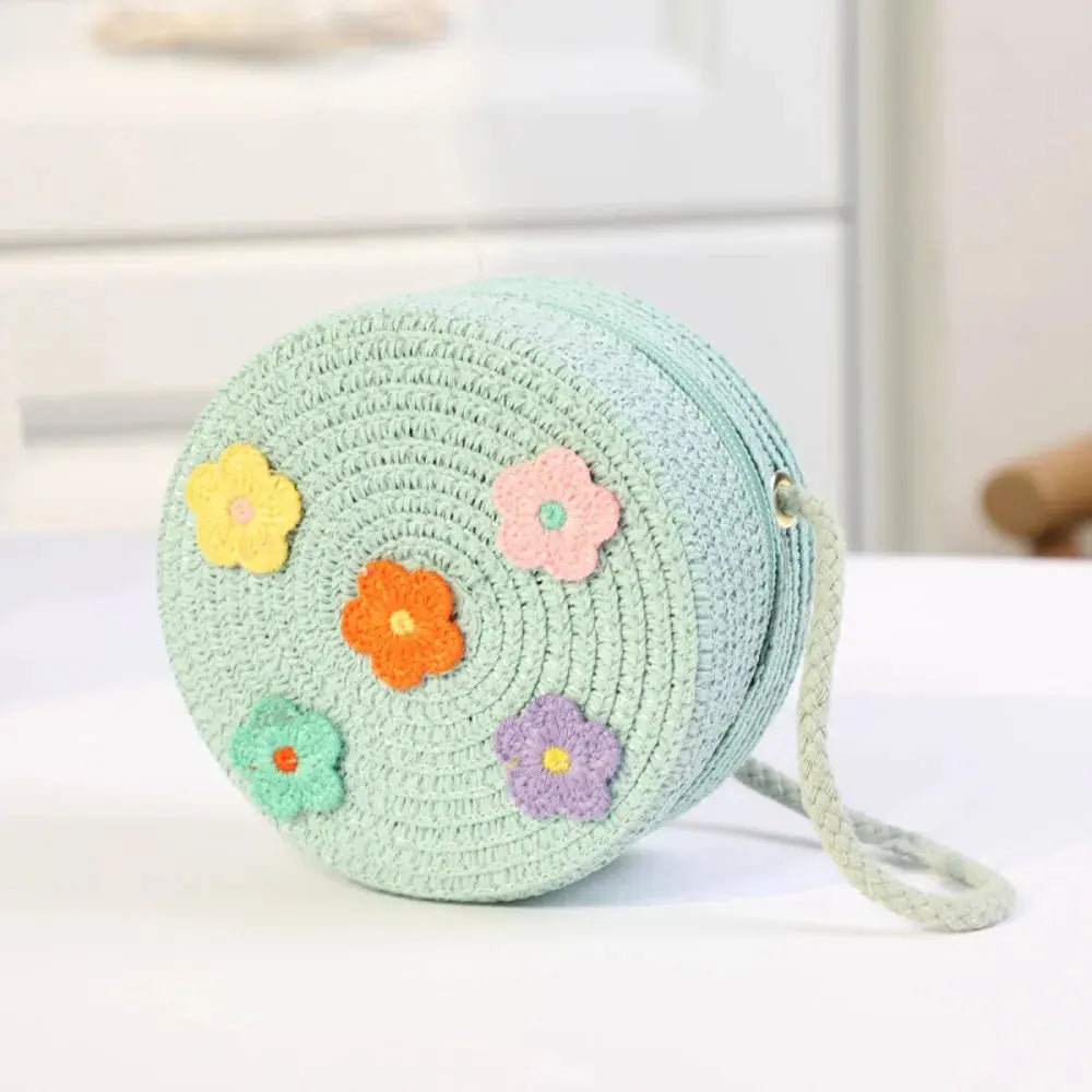 Children Straw Beach Bag Cute Heart Pattern Shoulder Bag Straw Crossbody Bag Handbag Baby Coin Purse Casual Messenger Bag Fashion Bags Store Store
