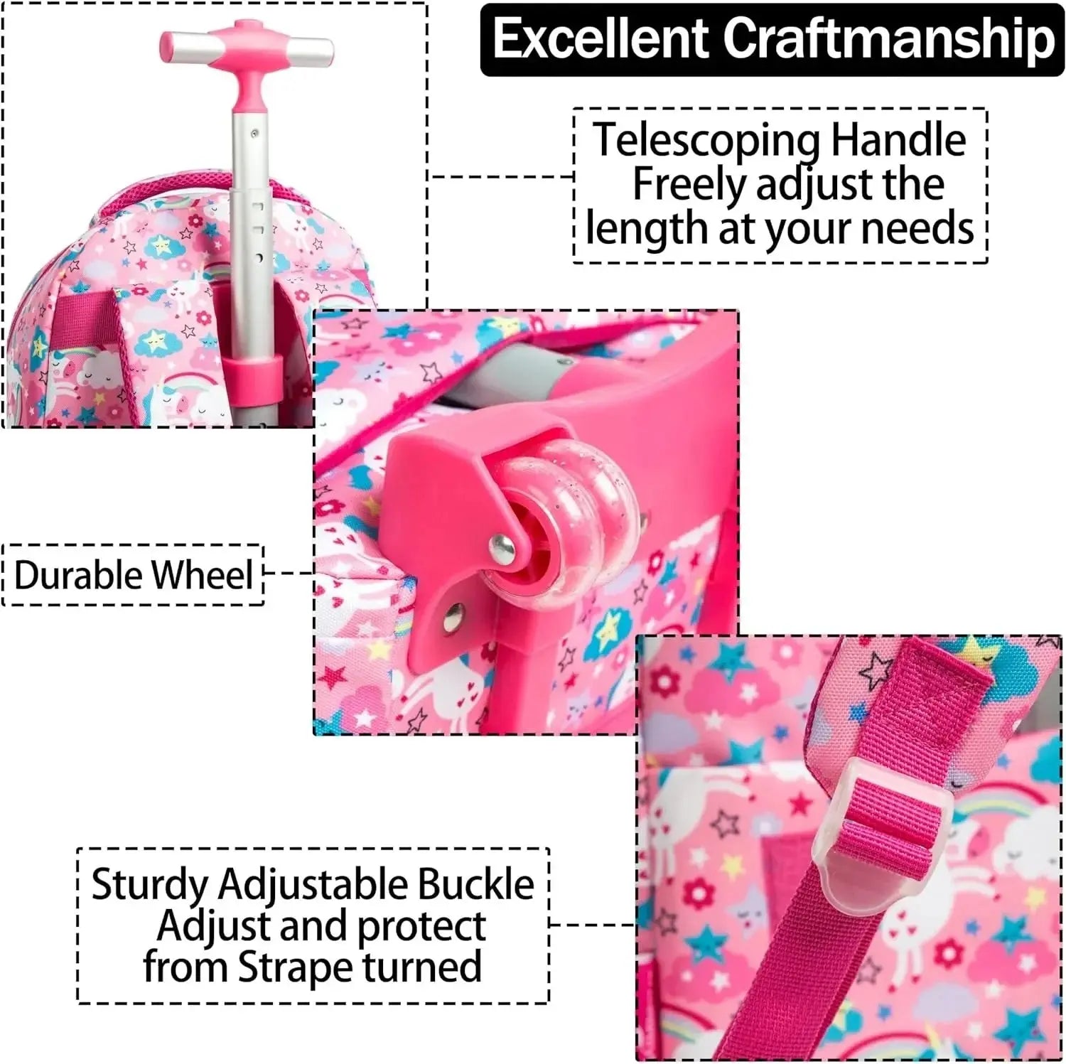 Girls School Backpack Child Wheeled Bag Set for Boys Roller Bag Rolling Luggage School Trolley Backpack with Lunch Bag Insulated KOKOCAT Dropshipping Store