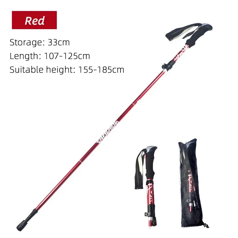 5 Section Outdoor Fold Trekking Pole Camping Portable Walking Hiking Stick For Nordic Elderly Telescopic Easy Put Into Bag 1 PCS PACOONE Camp Store