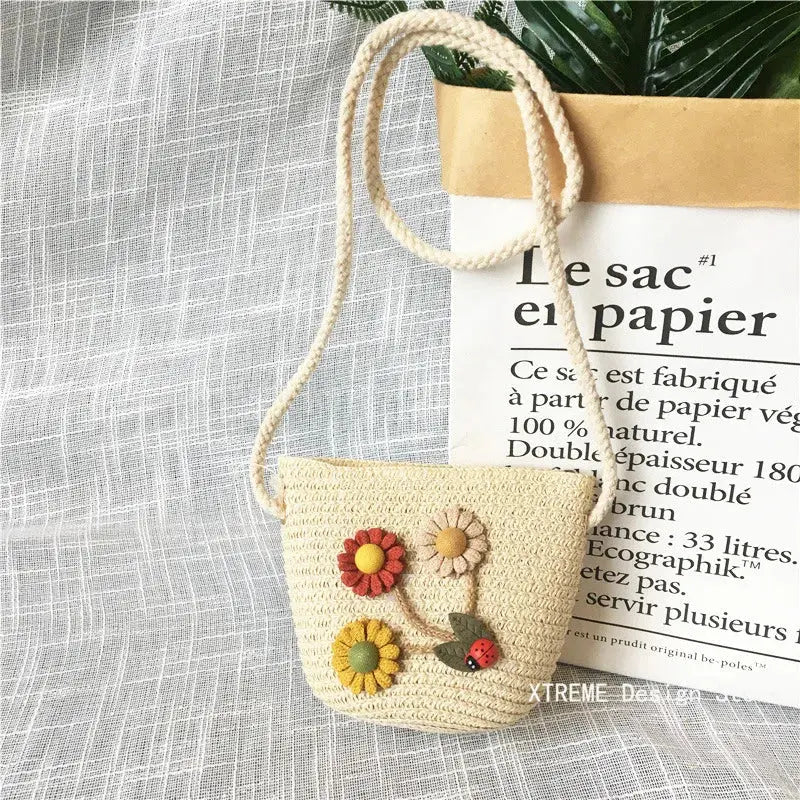 Summer Children's Straw Woven Messenger Bag Lovely Girls Small Coin Purse Handbags Baby Kids Mini Shoulder Bags Princess Wallet XTREME Design Store