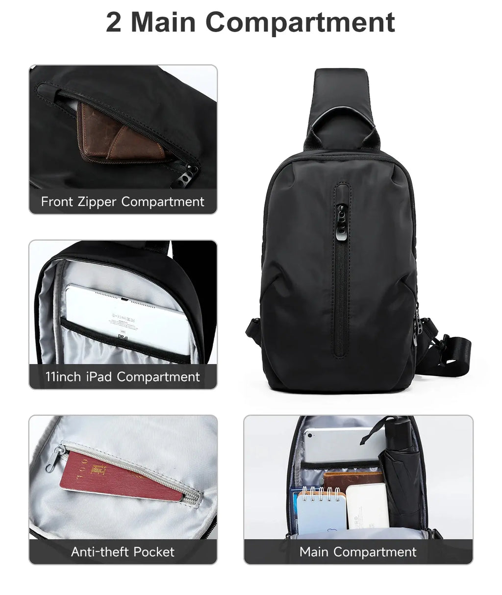 MOYYI Simple Fashion Waterproof Nylon Man Sling Bag Best Lightweight Crossbody Chest Bag Women Sport Travel One Shoulder Bag MOYYI Official Store