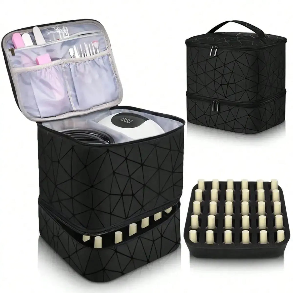 Women's Portable Double-layer Nail Polish Storage Bag Organizer Travel Essential Oil Storage Box Multi-function Storage Bag Zilla Bag Store