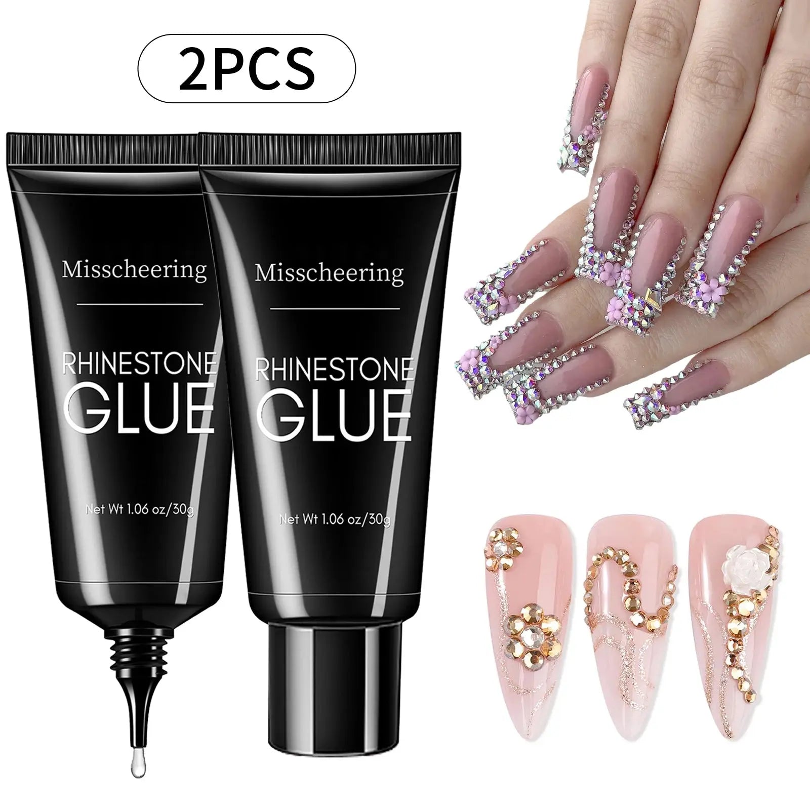 30g Nail Rhinestone Glue for Nails Super Strong Gel Nail Glue for Nail Charm 3D Nails Bling Gel Decoration Gem Nail Art Diamonds Misscheering Official Store