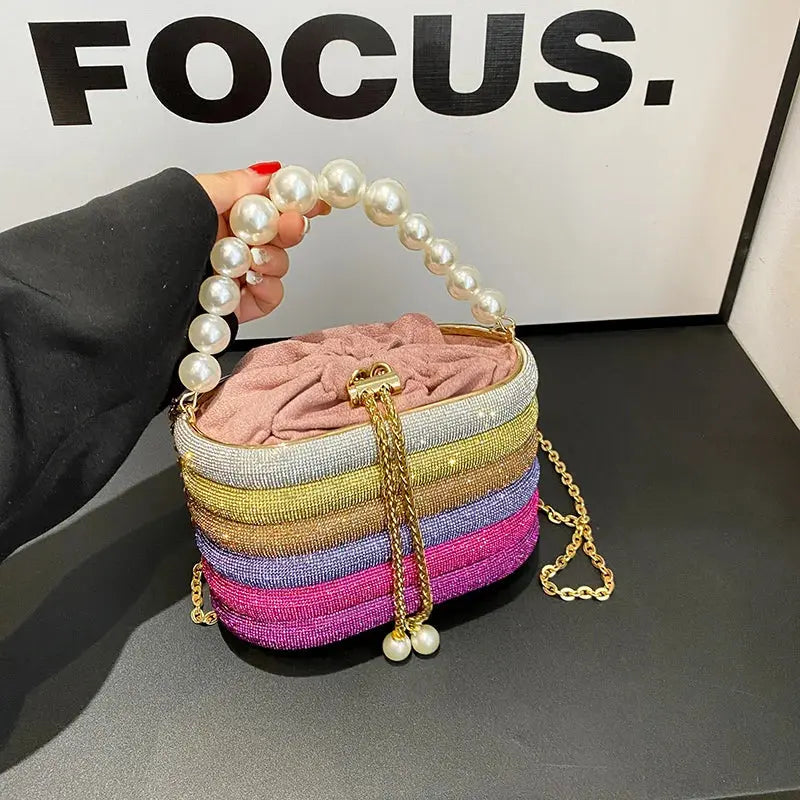 MOODS Luxury Evening Purses For Women Dazzling Pearl Beads Chain Crossbody Bag Dinner Party Clutch 2023 Luxury Designer Handbags The Moods Boutique Store