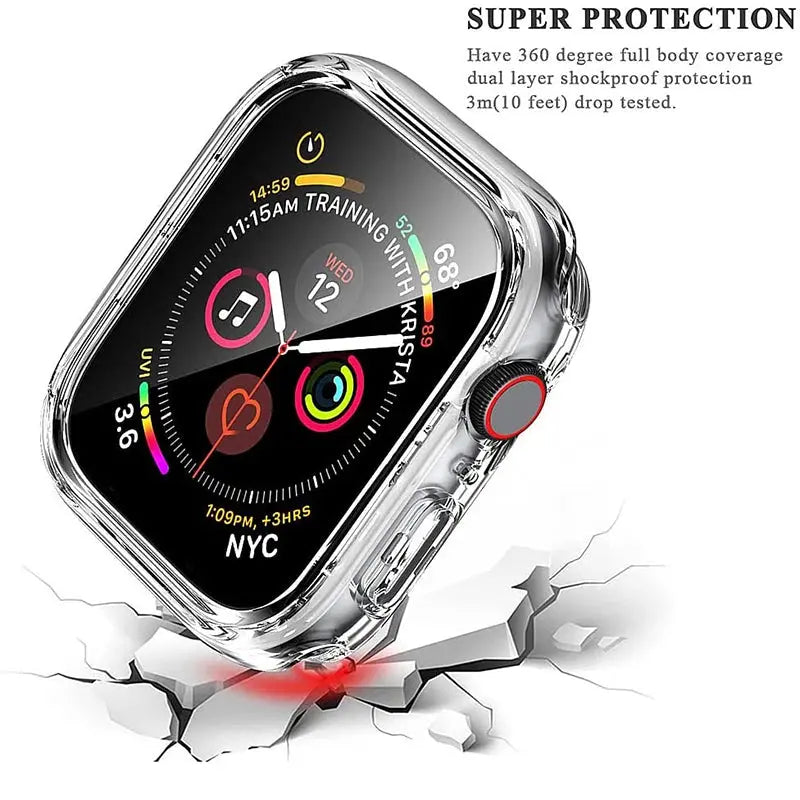 Tempered Glass+cover For Apple Watch Accessories 45mm 41mm 44mm 40mm 42mm Screen Protector Apple watch Case serie 9 4 5 6 SE 7 8 IWatch Bands Store
