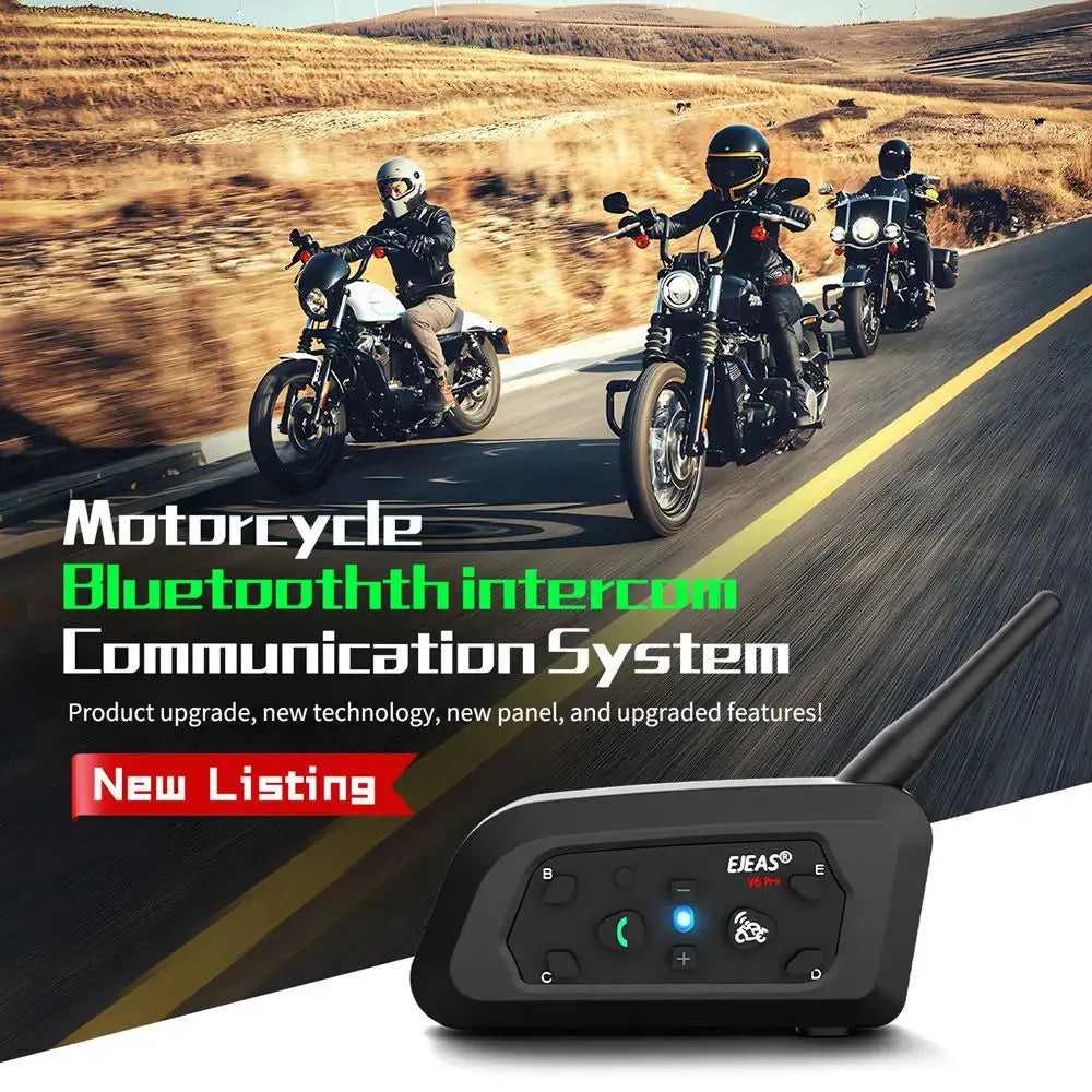 EJEAS V6 PRO+/PLUS Motorcycle Helmet Bluetooth Walkie Talkie 6 Rider Distance 800 Meters Waterproof IP67 EAuto Global Store