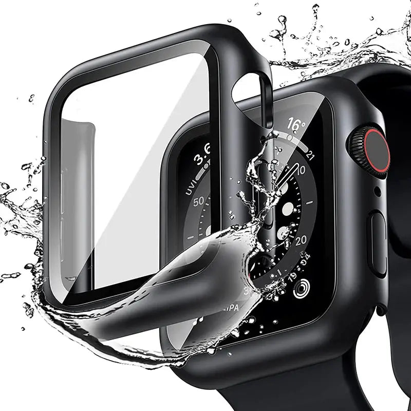 Tempered Glass+cover For Apple Watch Accessories 45mm 41mm 44mm 40mm 42mm Screen Protector Apple watch Case serie 9 4 5 6 SE 7 8 IWatch Bands Store