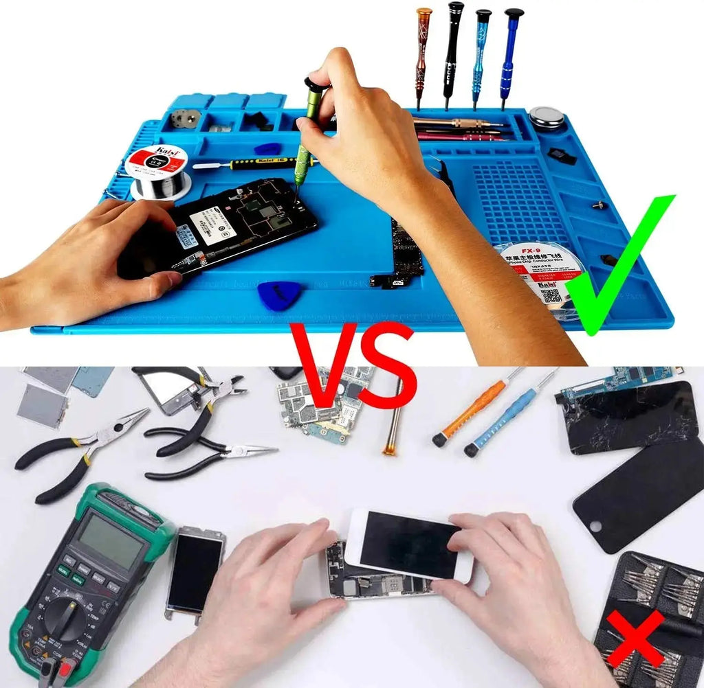 Soldering Station Mat Silicone Work Mat Heat Resistant 932°F Anti-Static Magnetic Mat for Electronic Phone Laptop Watch Repair Dikkamon Store