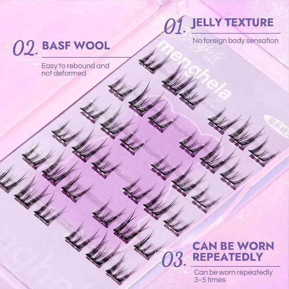 Fairy Glue-free False Eyelashes Easy To Rebound No Need To Remove Segmented Thin Stems Suitable For Novice DIY MENGHELA Eyelashe Gege Bear Cosmetics Store