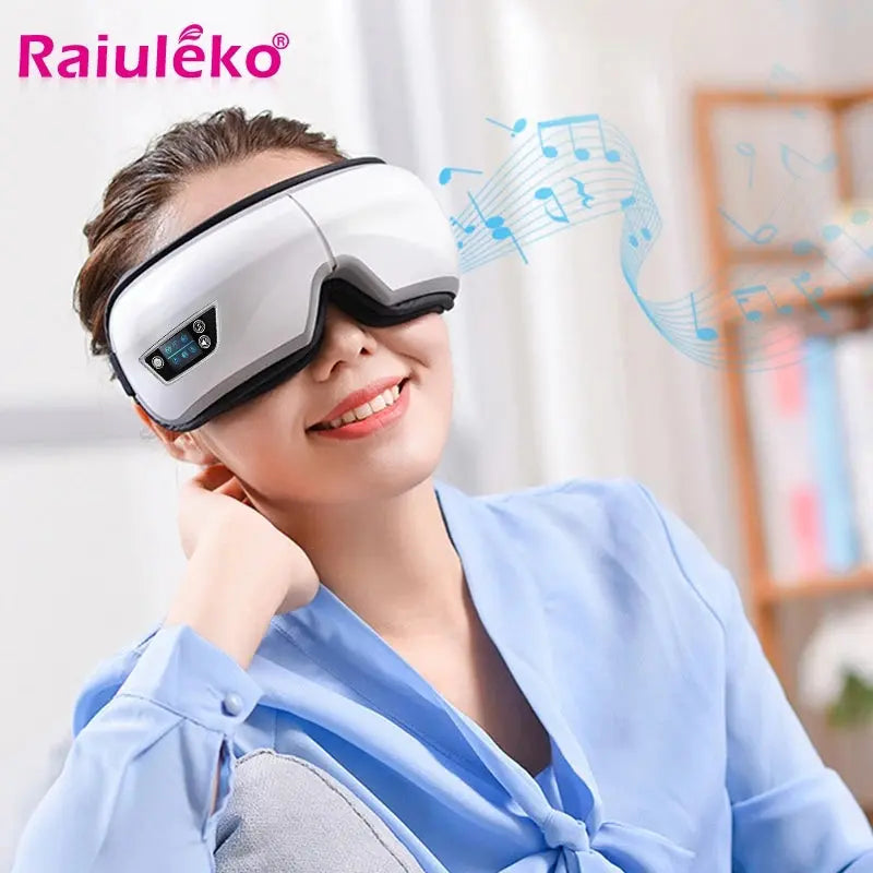 6D Smart Eye Massager Vibration Airbag Compress Eye Care Instrument Bluetooth Music Eye Massage Glasses Eye Relax Fatigue Raiuleko Official Store