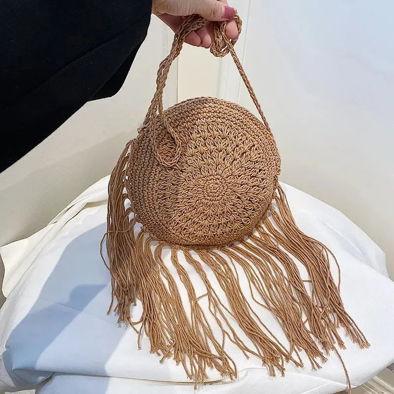 Handmade Cotton Woven Knitted Tassel Crossbody Bag Vintage Shoulder Messenger Bag Female Fashion Beach Summer Handbags 2023 bag Angel LOVE Bag Store