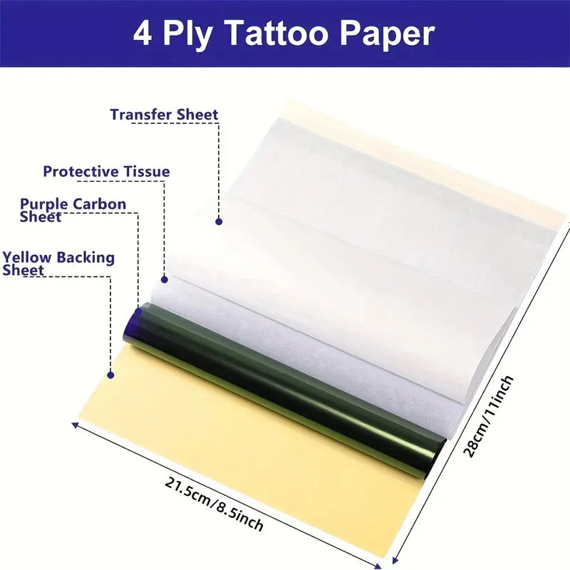 JC TATTOO A4 Size Tattoo Transfer Paper Tattoo Stencil Paper Copy Paper Thermal Paper for Tattoo Transfer Machine Accessorie JC Tattoo Supplies Store