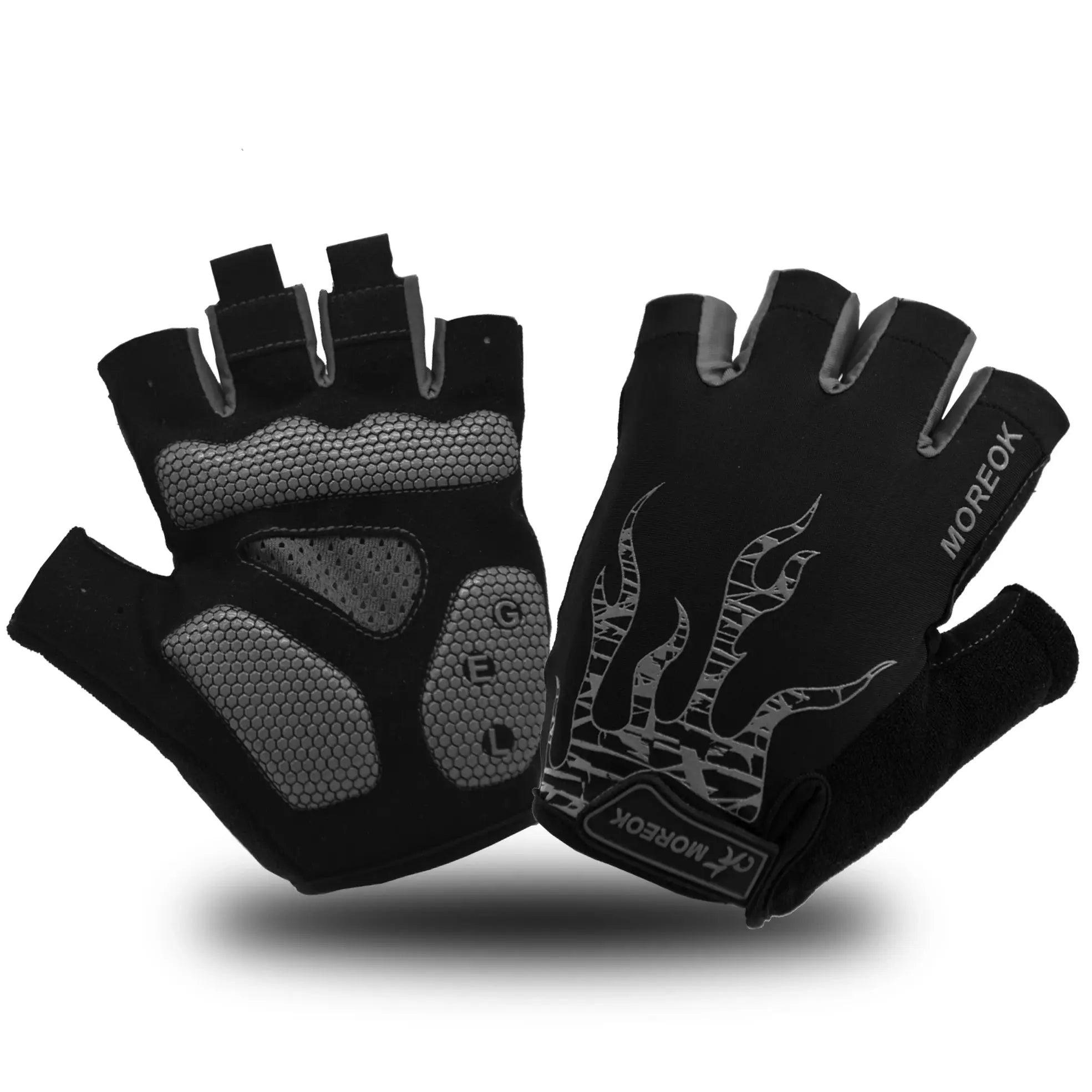 MOREOK Bike Gloves Breathable 5mm Gel Pads MTB Mountain Road Bicycle Gloves Shock-absorbing Half Finger Cycling Gloves Men Women MOREOK Official Store