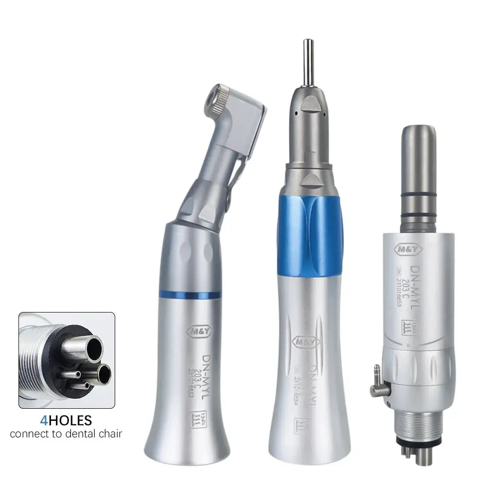 Dental Low Speed Handpiece Kits 203C 2/4 Hole Air Motor Contra Angle Straight Handpiece Dentists Equipment Tools Super Dental Store