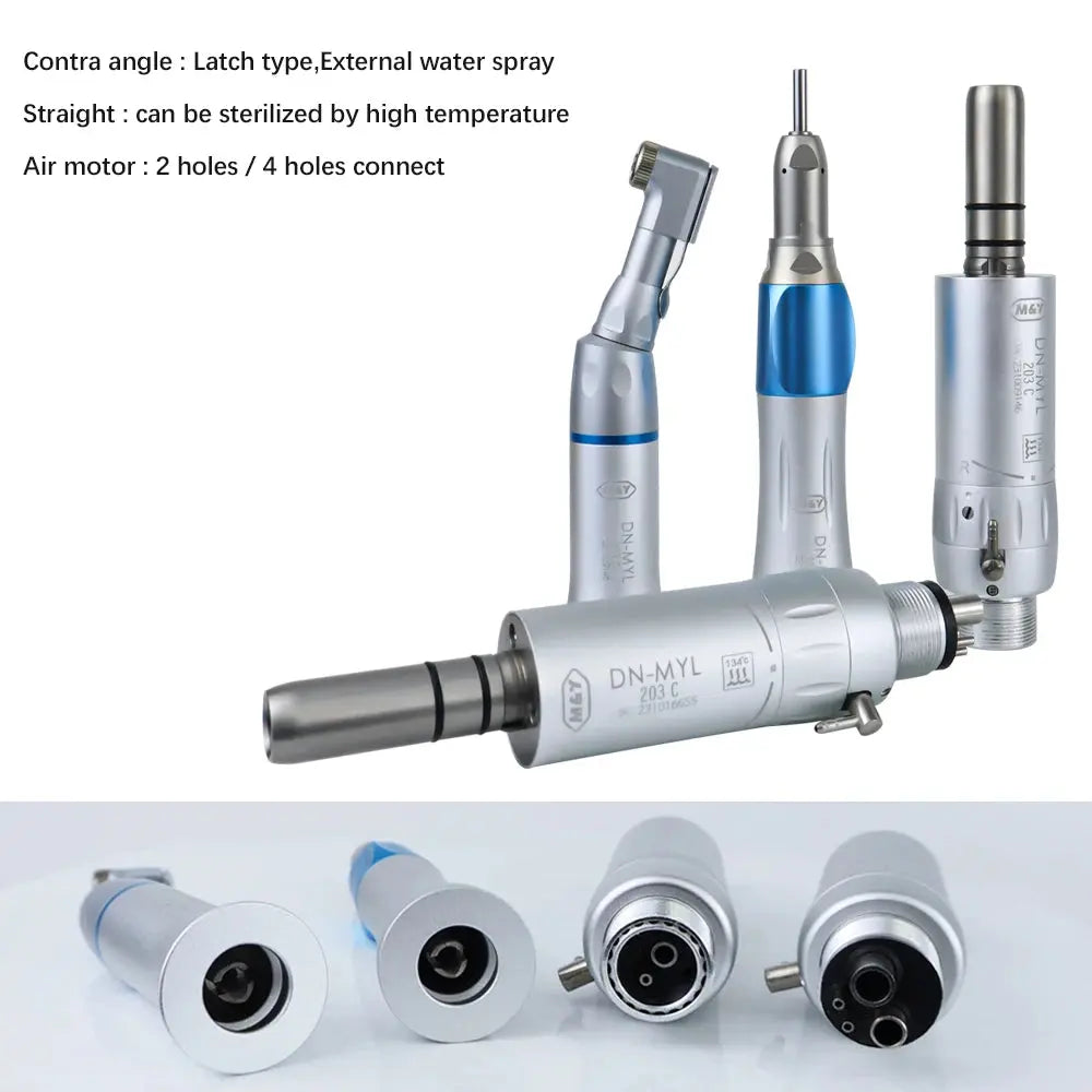 Dental Low Speed Handpiece Kits 203C 2/4 Hole Air Motor Contra Angle Straight Handpiece Dentists Equipment Tools Super Dental Store