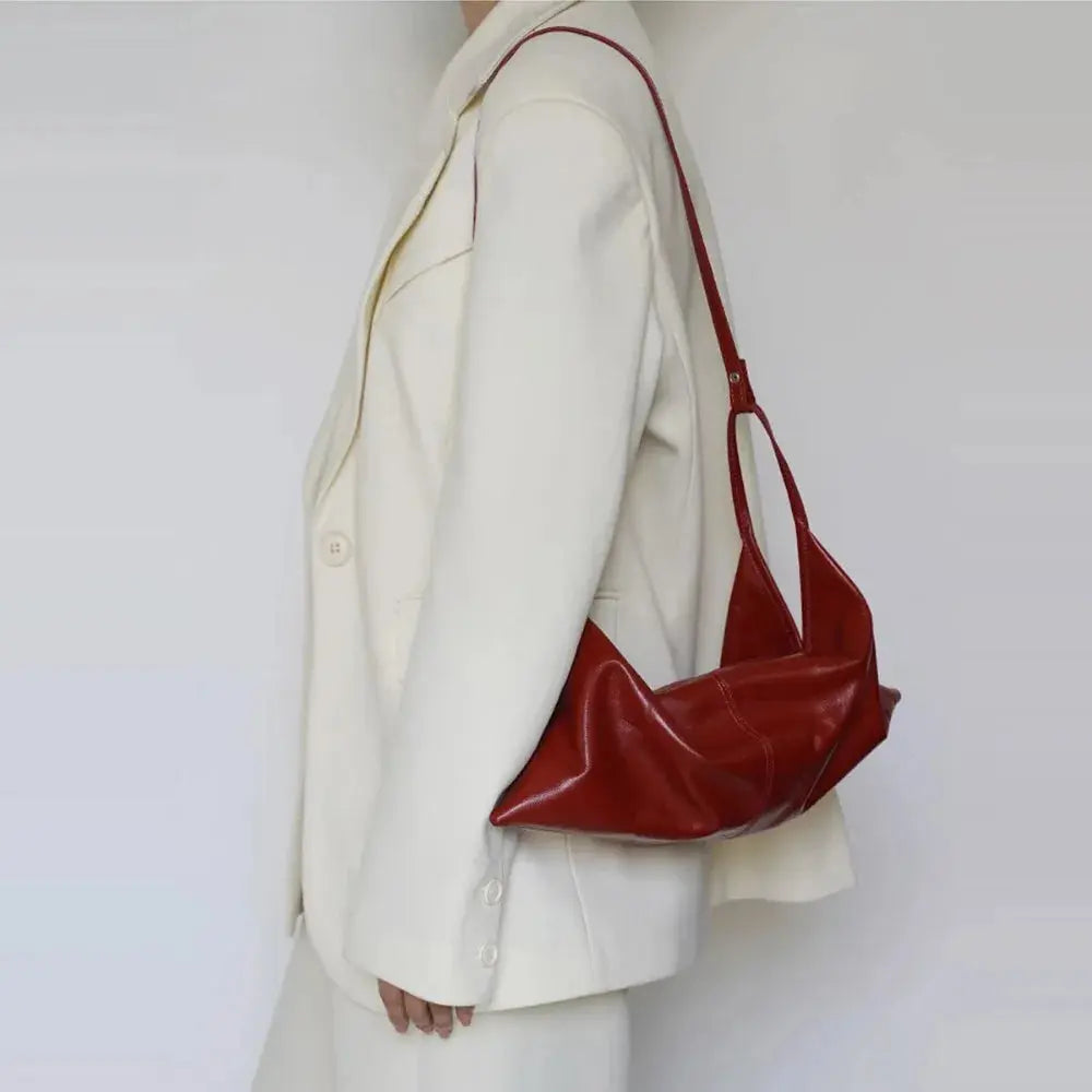 Soft Leather Croissant Crossbody Bag Commuting Vintage Lazy Style Shoulder Bag Korean Style Hobos Oil Wax Leather Handbag Travel LayLa Bag Store