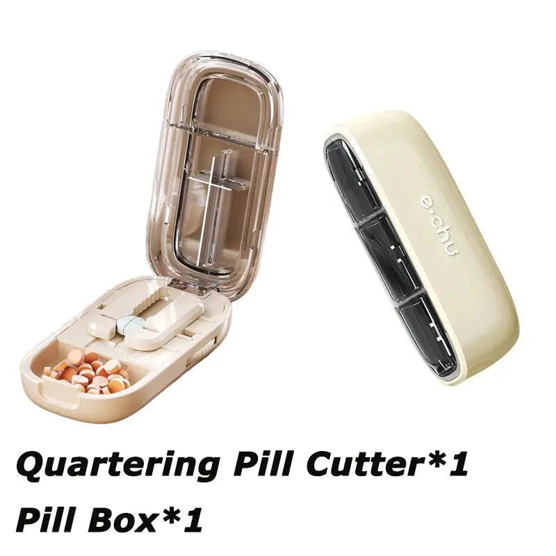 Pill Cutter With Invisible Storage Box Portable 2 In 1 Mini Drug Tablet Medicine Small Small Medicine Box Health Care Pills Case UNTIOR Magic Life Store Store