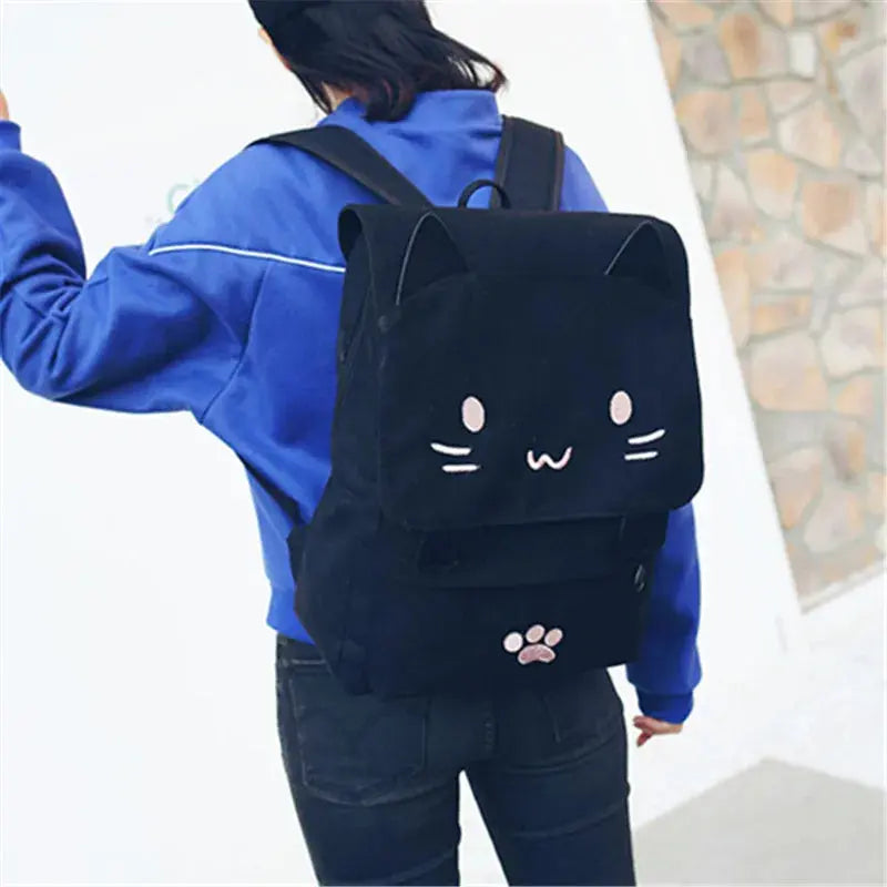Japanese Stupid Cute 3D Cat Large Capacity Book Bag, Girl Cartoon Backpack, Women's Backpacks FXZLLQ Ing Store