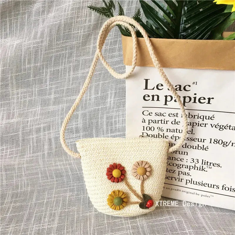 Summer Children's Straw Woven Messenger Bag Lovely Girls Small Coin Purse Handbags Baby Kids Mini Shoulder Bags Princess Wallet XTREME Design Store