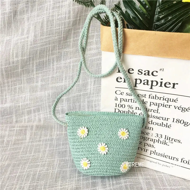 Summer Children's Straw Woven Messenger Bag Lovely Girls Small Coin Purse Handbags Baby Kids Mini Shoulder Bags Princess Wallet XTREME Design Store